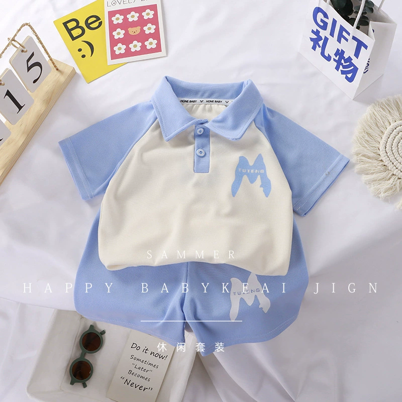 Детский набор Polo в корейском стиле — Polo с коротким рукавом и pants, размеры от 80 до 180 см