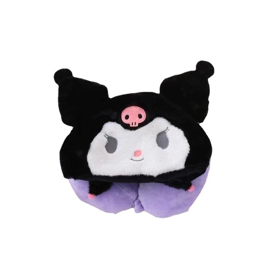 Cute Kuromi Strawberry Bear Multifunctional Hooded U-shaped Car Pillow Blackout PP Cotton Travel Aircraft Nap Neck Pillow