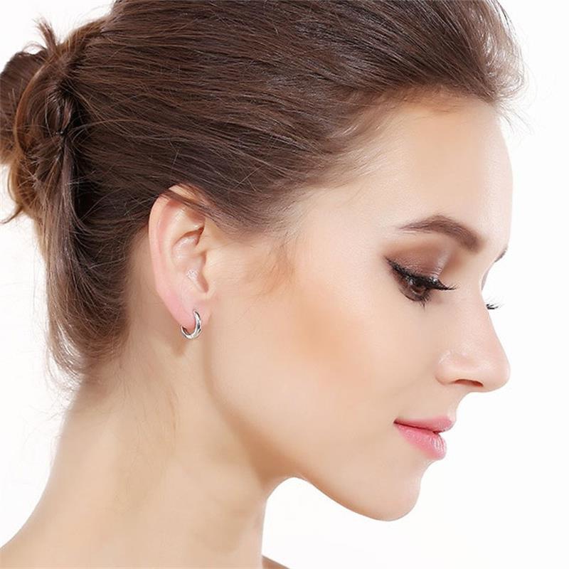 4g Weight 925 Sterling Silver Ear Needle Material Hoop Earrings Classification 1 Pair Quantity Holiday, Daily Occasion 925 Sterling Silver Material Geometric, Solid Color Pattern Women's Gender Simple Style Style 1 Pair 925 Sterling Silver Geometric Solid Color Hoop Earrings 7