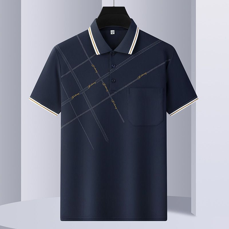 卸売り氷糸polo半袖tシャツ男性中年お父さん襟プリント夏青年運動tシャツ薄手|undefined