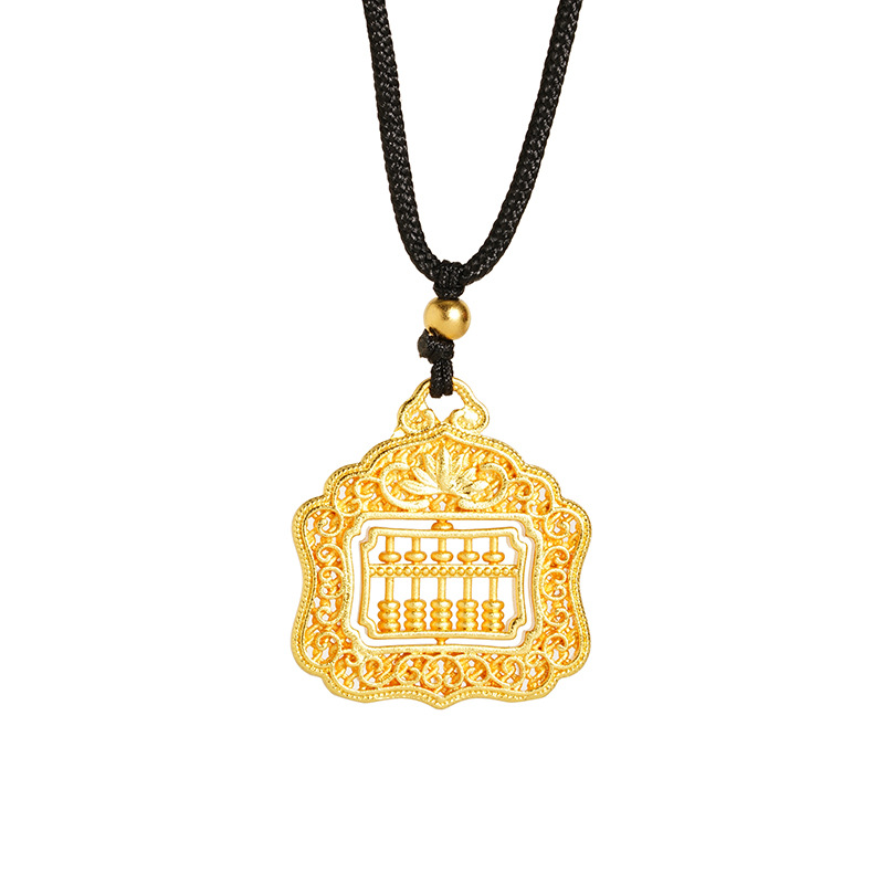 Arena antigua oro Ábaco collar Lucky marca de aleación de cobre giratorio negro Cadena de cuerda adornos de estilo chino al por mayor