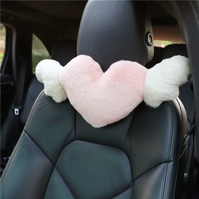 Car Headrest Neck Pillow Plush Love Wings Car Seat Pillow Neck Pillow Fashion Internet Popular Auto Products (Headrest) - love-wings-headrest