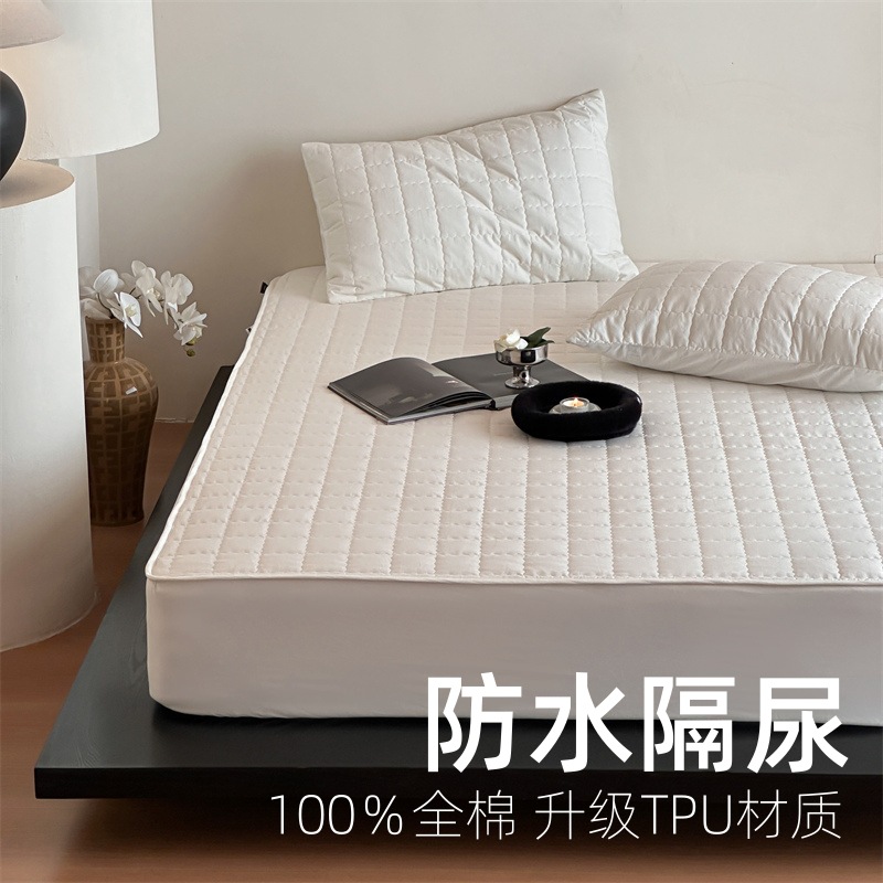 Cotton quilted waterproof urine-proof bedspread Four Seasons dustproof Simmons mattress protective cover pure cotton urine-proof bedspread