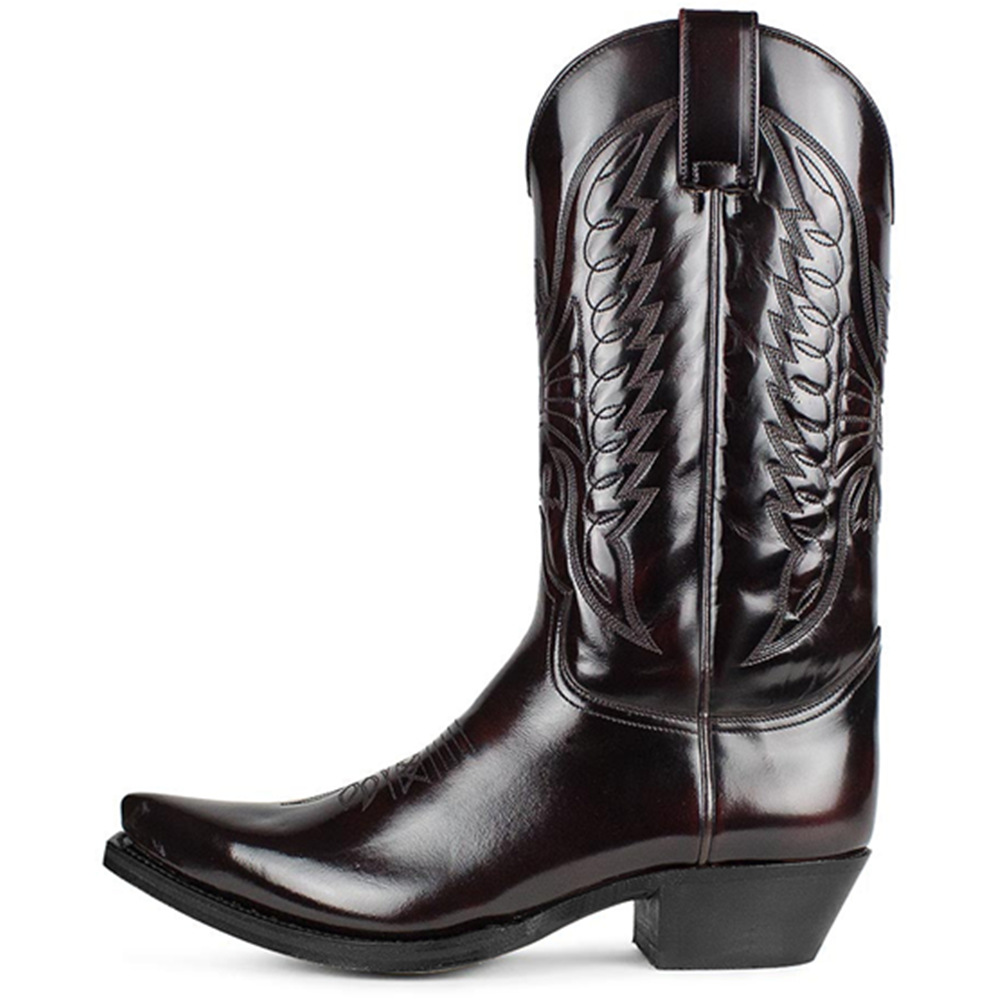 Men's and women's 35-48 embroidered pointed high-heeled Western cowboy boots overpainted boots for men and women_voghion.com