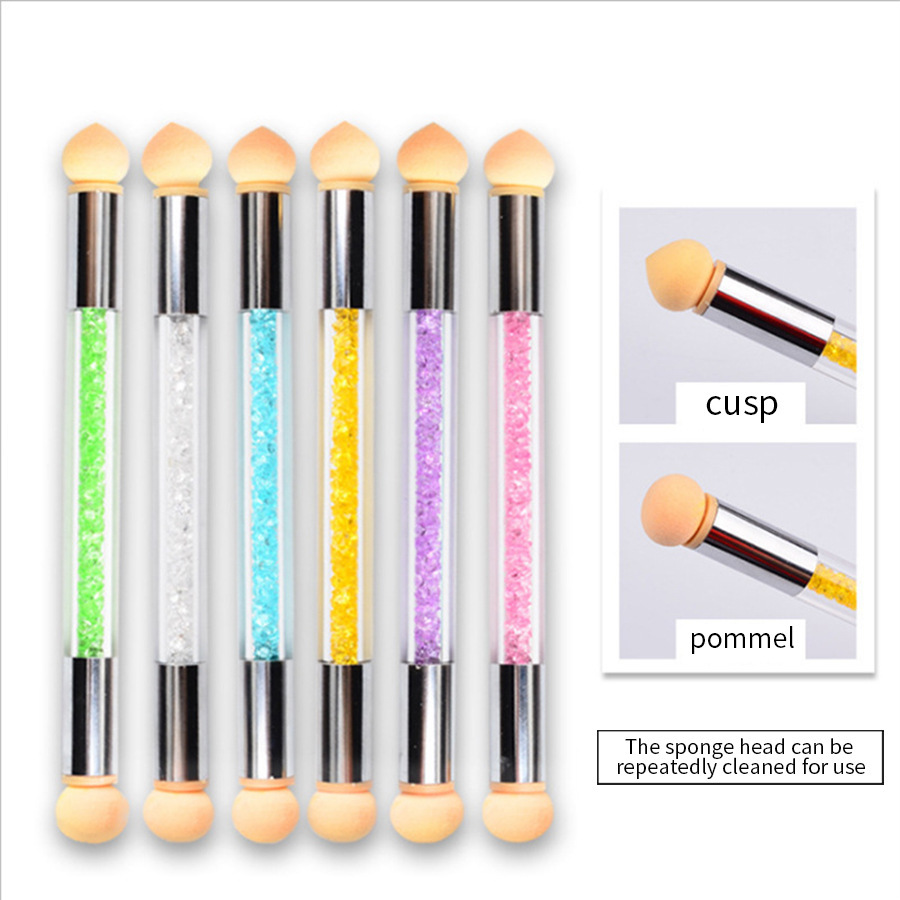 Herramientas de uñas pluma de esponja de uñas de doble cabeza pluma de color de punto pluma de tinta emborronada pluma de Arte de uñas gradiente ventas directas de fábrica