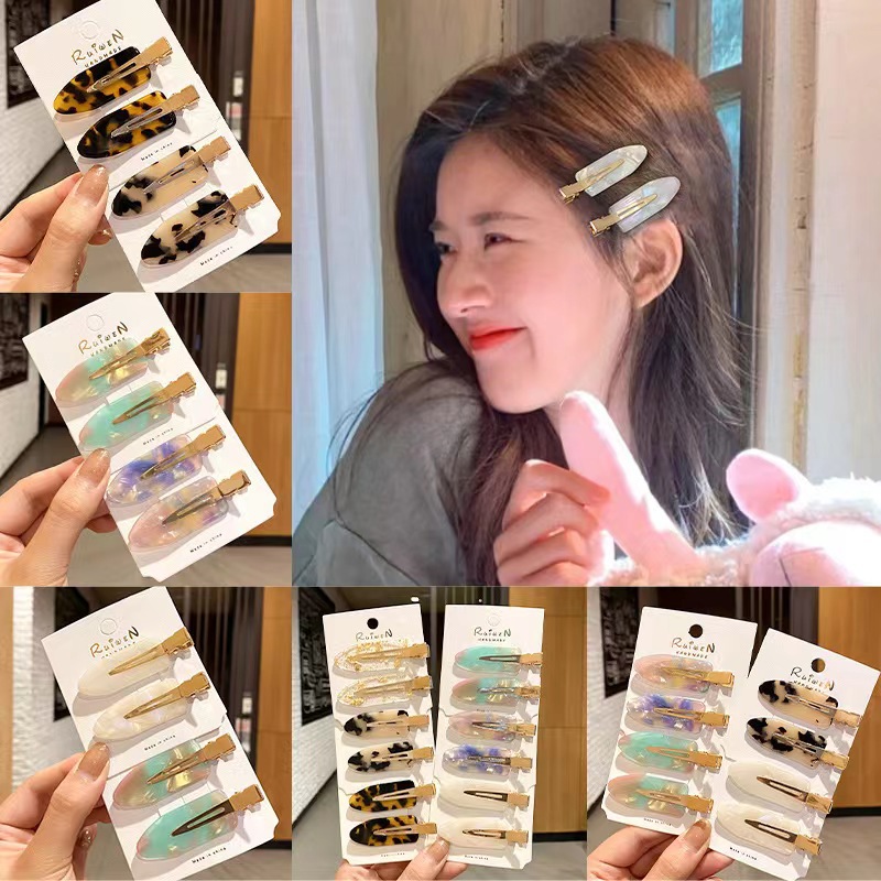 Estilo de celebridad de Internet Acetato de estilo japonés clip de horquilla sin costura clip de pico de pato de placa importada clip de lado de estampado de leopardo colorido ligero