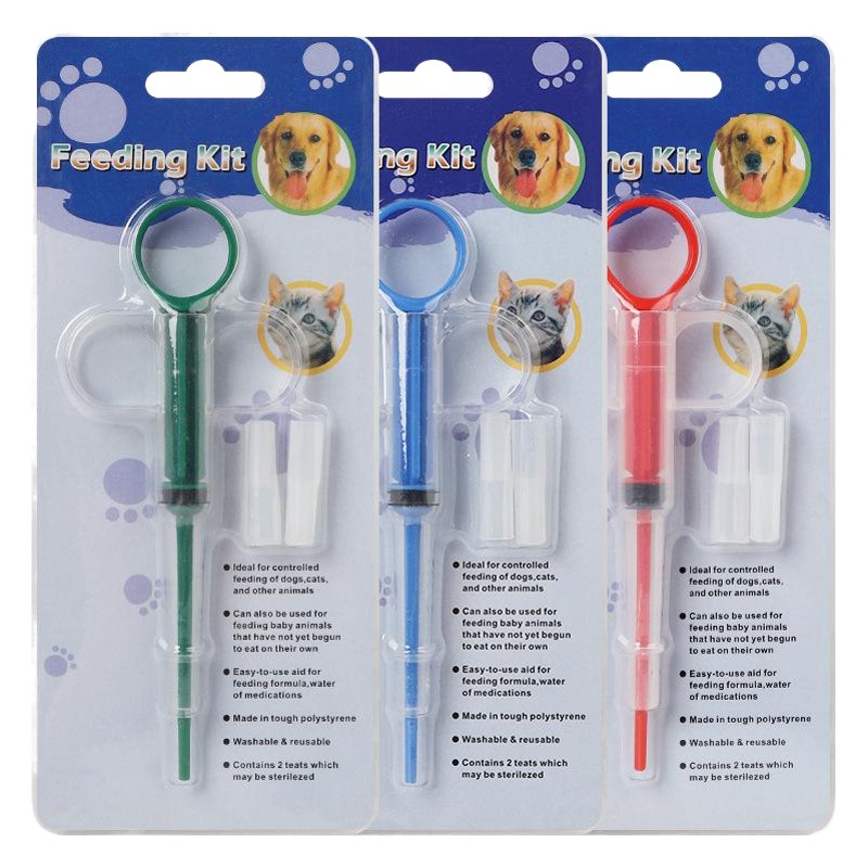 Alimentador de medicina para mascotas en stock versión mejorada al por mayor perro cómodo mojado y seco de doble propósito gato empuje auxiliar alimentador de medicina