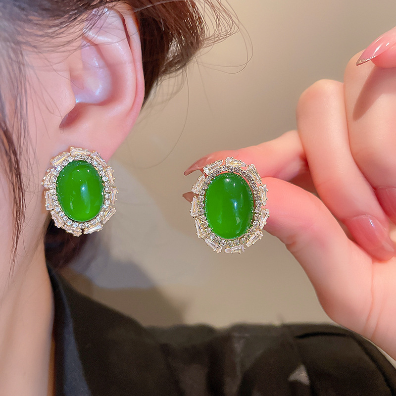 30g Weight 1 Pair Retro Color Block Heart Shape Pleated Inlay Copper Rhinestones Drop Earrings