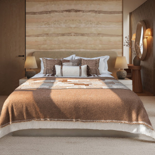 brown Orange Department Modern Style Bed Products Home Sales Office Model Room Soft-fitting Master Room Multi-piece Set