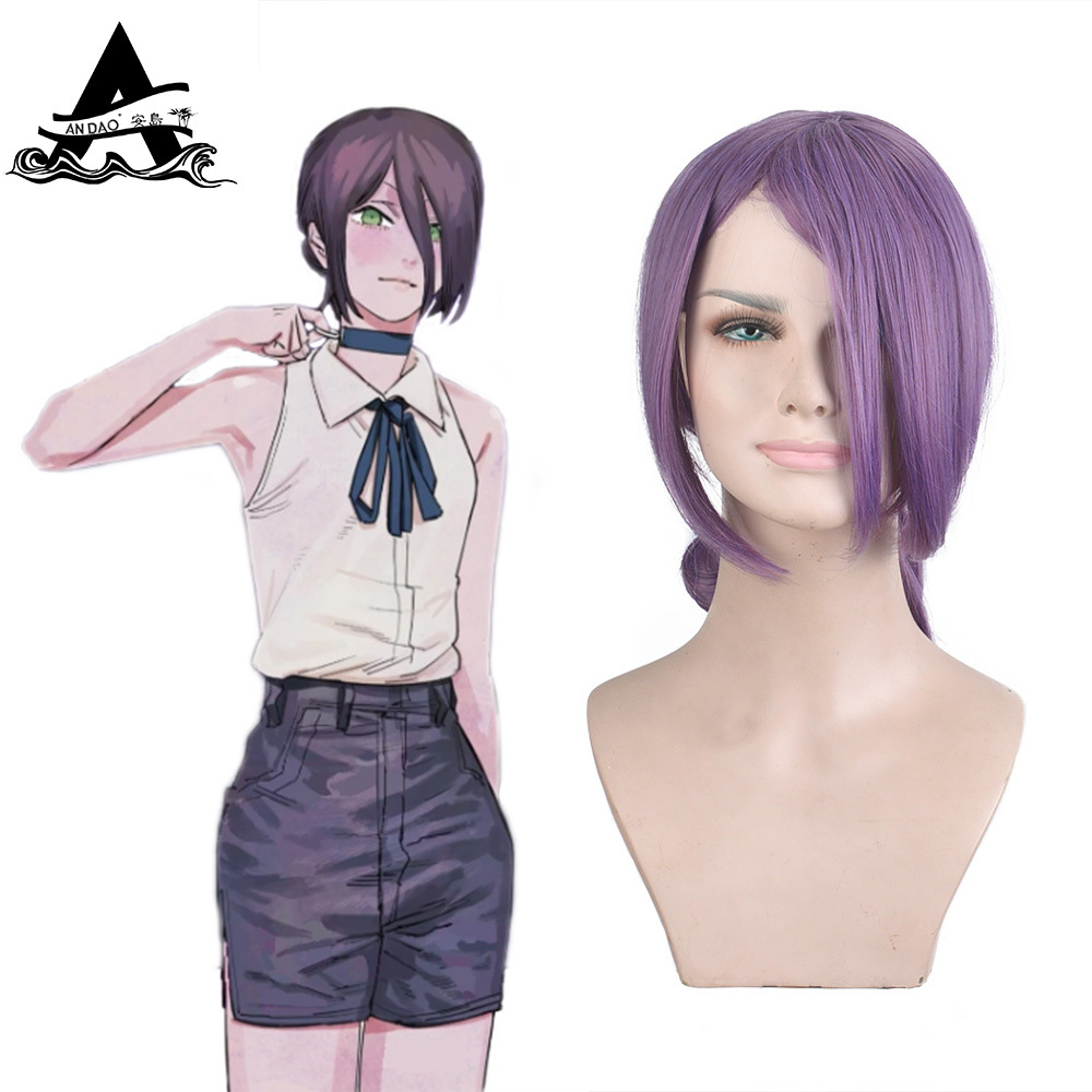 Peluca Morada de Demonio Bomba de Chainsaw Man, Accesorio de Cosplay de Anime de una Pieza, Dropshipping del Fabricante, CB106