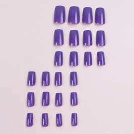 时尚穿戴美甲简约外贸紫色手指甲贴片可拆卸nails显白成品批发
