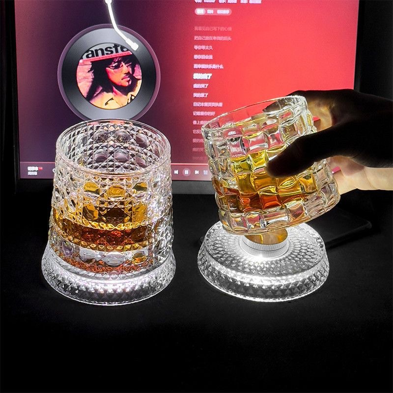 Creativo lujoso giratorio taza de whisky taza de vidrio de cristal casero taza de Mairen