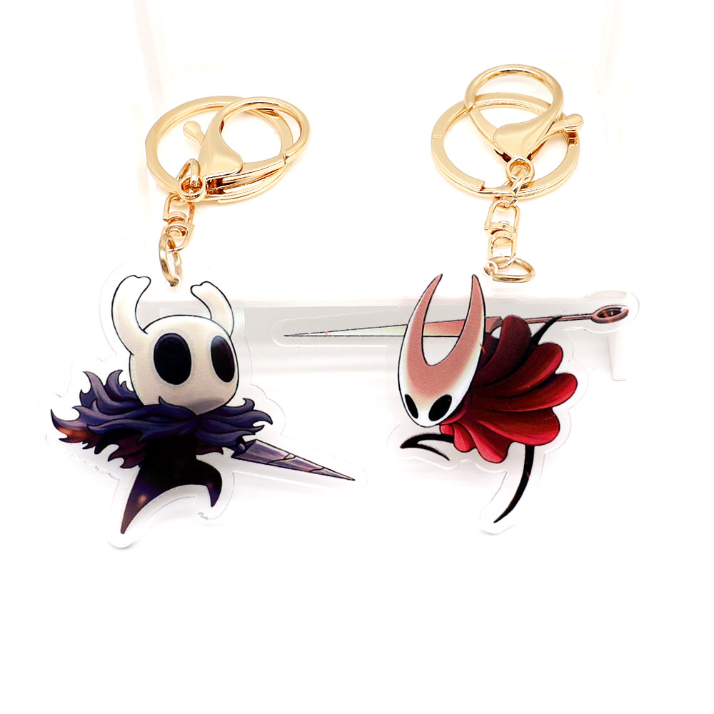 (2개) 국경 간 새로운 중공 기사 중공 기사 아크릴 키 체인 애니메이션 주변 학교 가방 펜던트