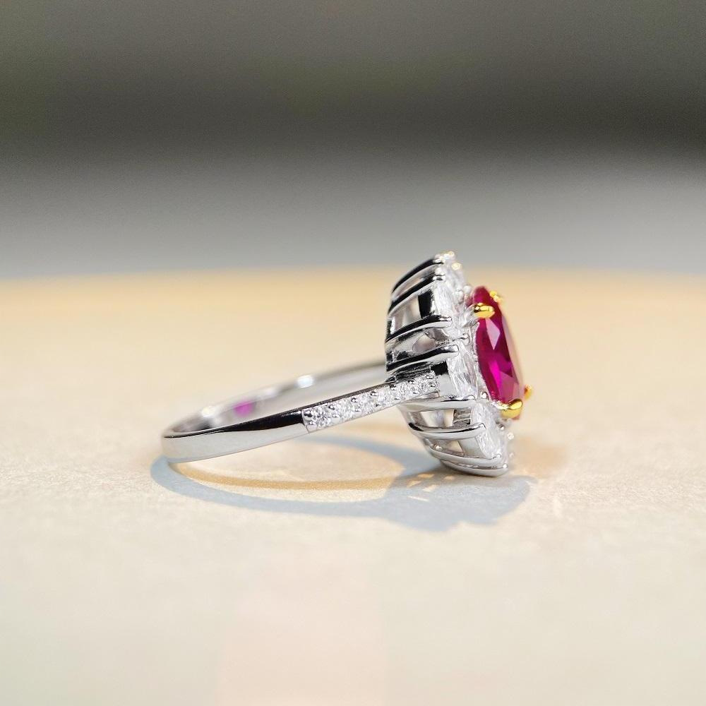 Fashion Oval Sterling Silver Plating Inlay Artificial Diamond Rings 1 Piece