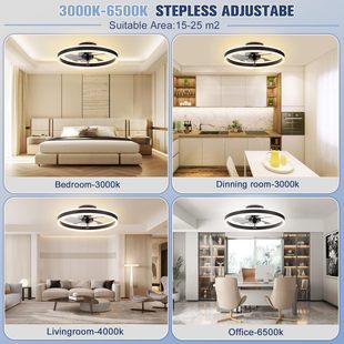 Ceiling Fan Lamp Bedroom Invisible Ceiling Fan Lamp Restaurant Scandinavian Living Room Variable Frequency Silent Cross-Border Supply 85V-265V