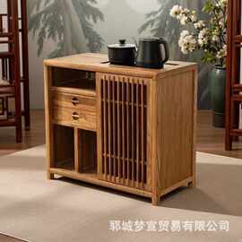 诧寂风老榆木茶室茶水柜客厅落地式泡茶柜民宿酒店装饰陈列实木柜