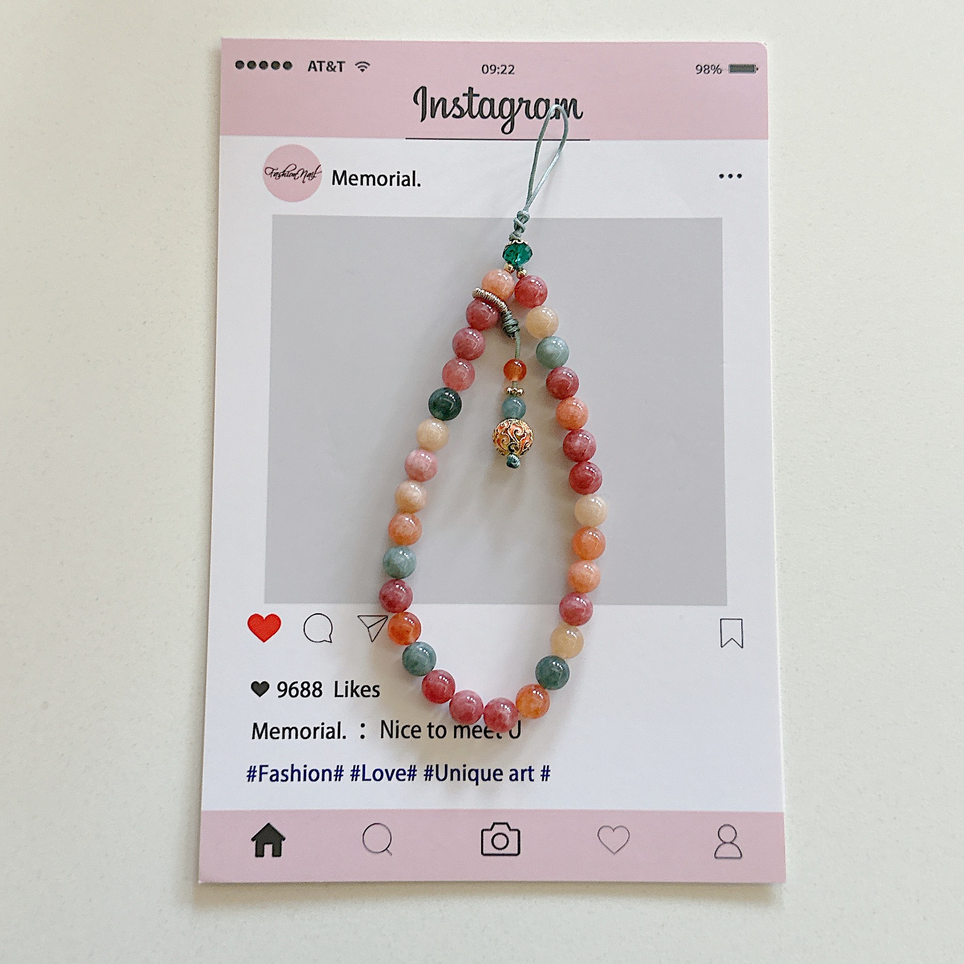 Cadena de teléfono móvil de alta gama hecha a mano boutique, piedra de ágata natural cloisonné, cordón de teléfono móvil de moda, colgante de cadena corta