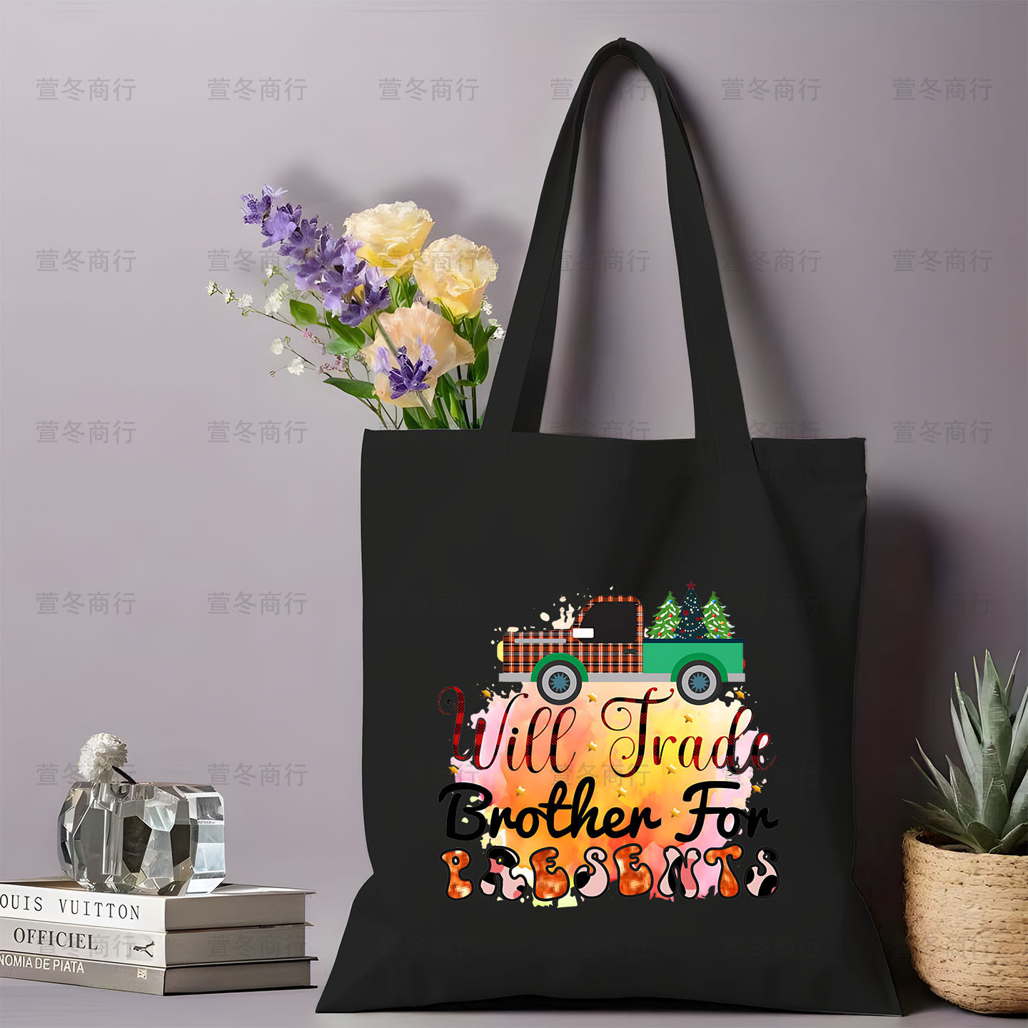 Bolsa de lona de Santa Claus de dibujos animados estudiantes bolsas de lona de mano de Navidad bolsas de hombro de gran capacidad ventas calientes transfronterizas