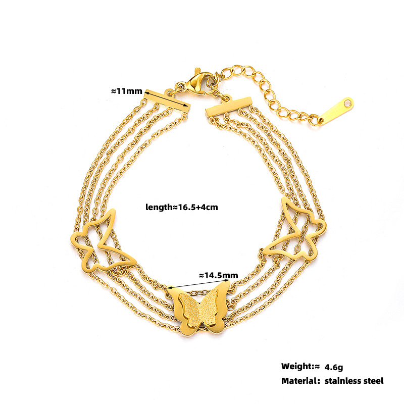 7g Weight Bracelets Classification 1 Piece Quantity Daily, Street Occasion Titanium Steel Material Butterfly Pattern Women's Gender Plating Design Elegant, Simple Style Style Titanium Steel Elegant Simple Style Butterfly Plating Bracelets 无