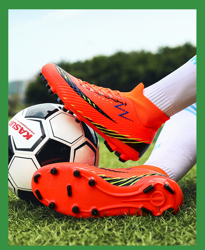 Piedini da calcio alti con unghie rotte, erba artificiale, chiodi in pelle AG, per ragazzi, ragazze, adolescenti e studenti che si allenano_voghion.com