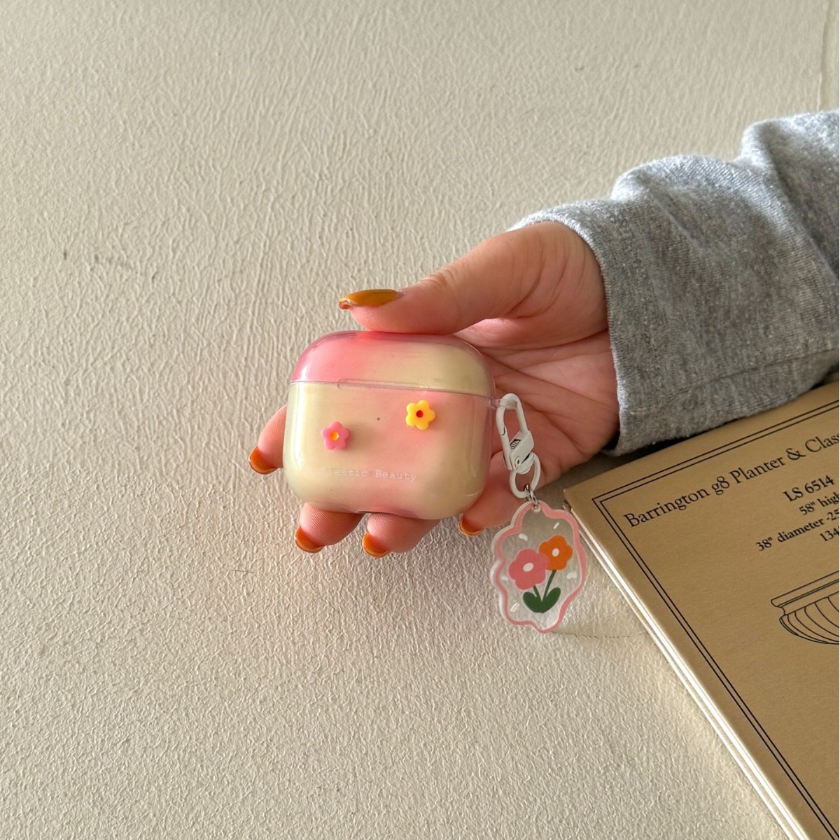 Pequeña mancha rosa y amarilla semitransparente para auriculares AirpodsPro2 nueva generación 3/4 flores airpods nueva 1/2