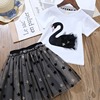 Summer set girl's, swan, top, suitable for import, with short sleeve