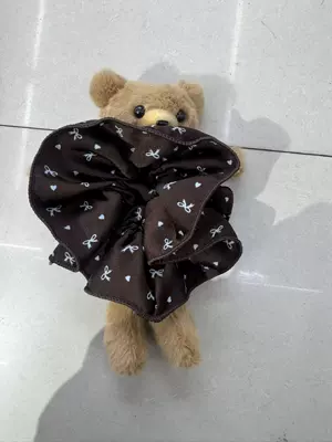 Plush Teddy Bear Plaid Scrunchie, Saç üçün rezinlər - bow-tie-teddy-bear-coffee