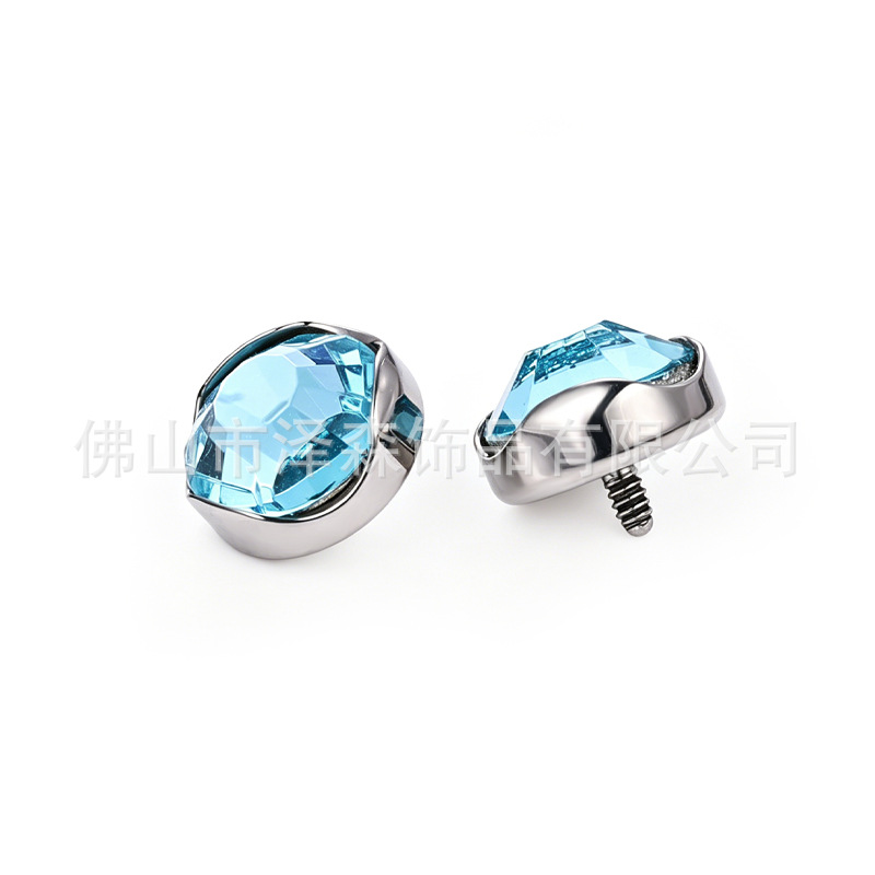 F136 Titanium Alloy Wavy Edge Earring, Czech Crystal Flat-Back Edge-Wrapped Stud, G23 Titanium Cartilage Jewelry detail image 7