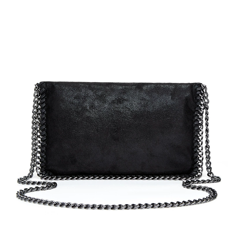 One-Shoulder Chain Bag, Small Crossbody with Metal Chain Strap, High-end Black, 32×3×19 cm