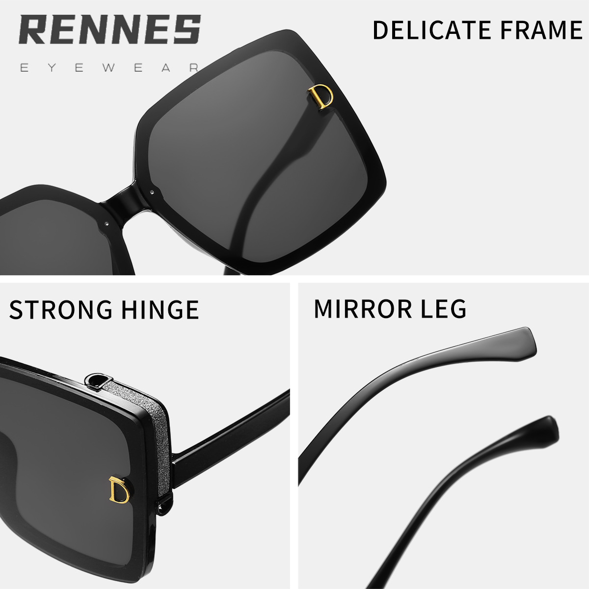 La nueva versión coreana de la letra D generoso marco cara pequeña PC gafas de sol calle moda desgaste necesario al aire libre gafas de sol