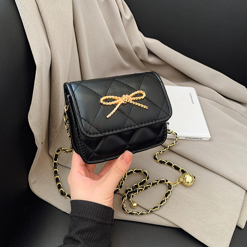 Diamond Bow Small Bag Women's 2025 New Easiest for Match Children's Crossbody Bag High-Looking Chain Coin Accessory Bag