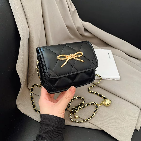 Diamond Bow Small Bag Women's 2025 New Easiest for Match Children's Crossbody Bag High-Looking Chain Coin Accessory Bag