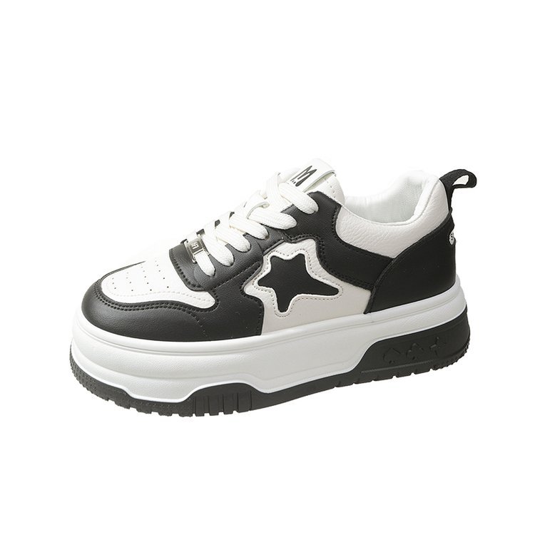 Women's Casual Running Shoes Thick Sole Versatile Black Star_voghion.com