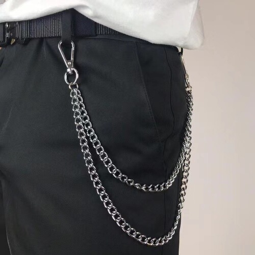 Temu hot selling European and American cross-border fashion metal boys multi-layer chain tassel body chain versatile geometric chain waist chain