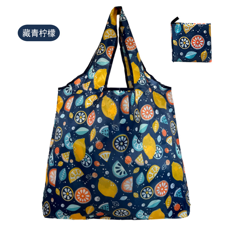 En stock pelo rápido Grande 190T tela de flores bolsa de compras Portátil Bolsa de poliéster bolsa plegable al por mayor bolsa de regalo publicitario