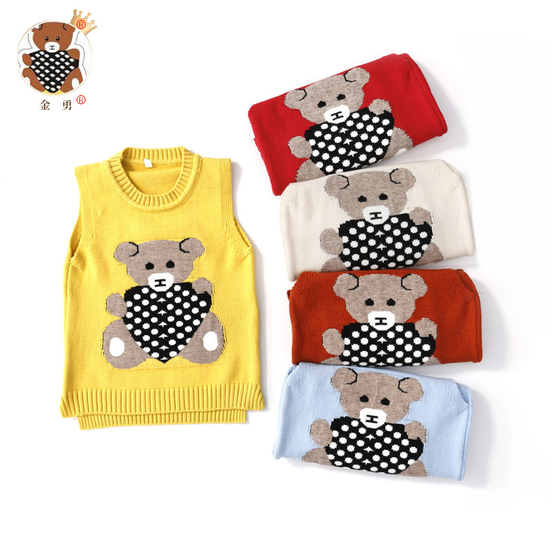 Entrega de una pieza [Jin Yong] Ropa para niños europeos y americanos 2020 Otoño e invierno nuevo chaleco de suéter para niños Chaleco de punto