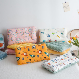 Toddler Pillow Bubble Velvet Cartoon Children's Pillow Core Cotton Kindergarten Single Nap Small Pillow Ab Version Cotton Bean Pillow