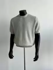 EME Men's Vintage Old Money Style Ribbed Texture Summer New Short-Sleeve Knit T-Shirt Undershirt