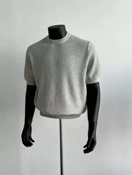 EME Men's Vintage Old Money Style Ribbed Texture Summer New Short-Sleeve Knit T-Shirt Undershirt