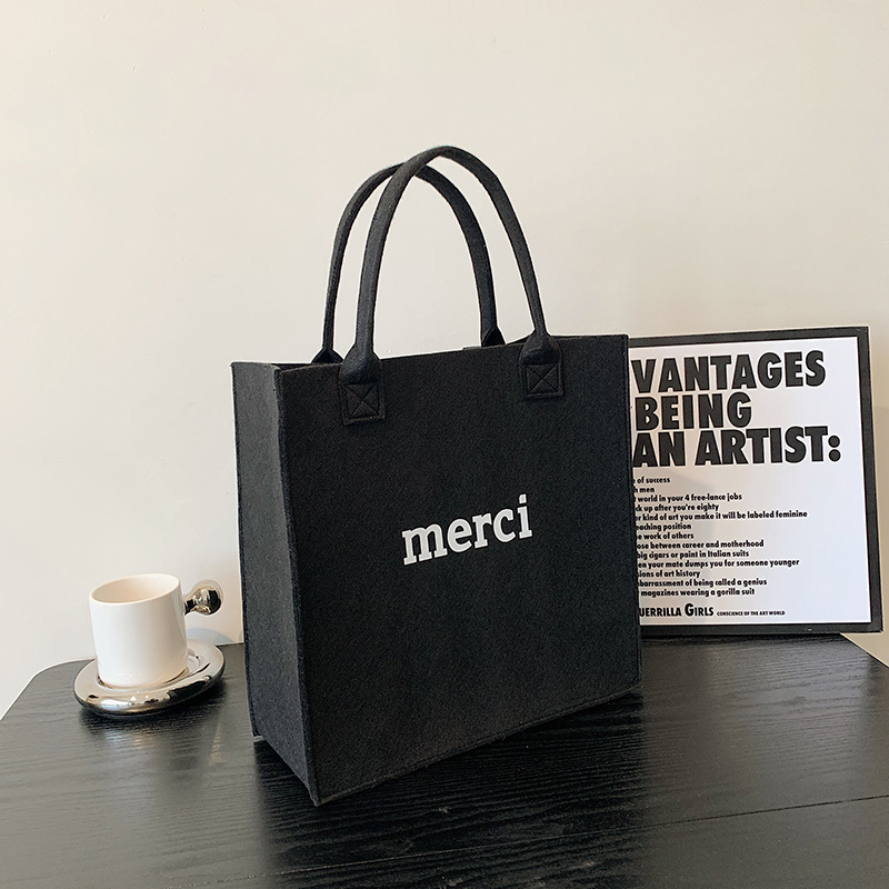 Bolsos de fieltro de gran capacidad, simples y versátiles, bolsos de mujer, bolsos bento, bolsos de viaje convenientes, bolsos de compras