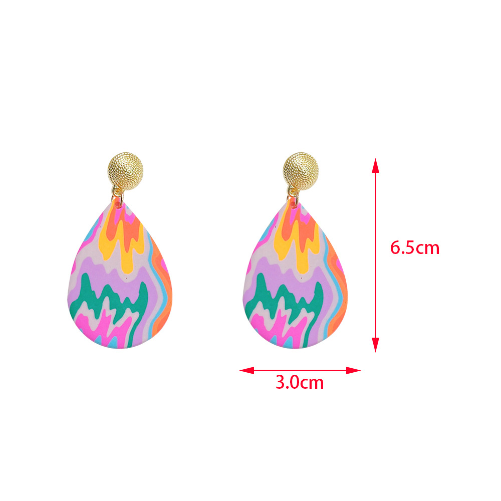 1 Pair Fashion Color Block Water Droplets Alloy soft clay Patchwork Womenu0027S Chandelier Earrings
