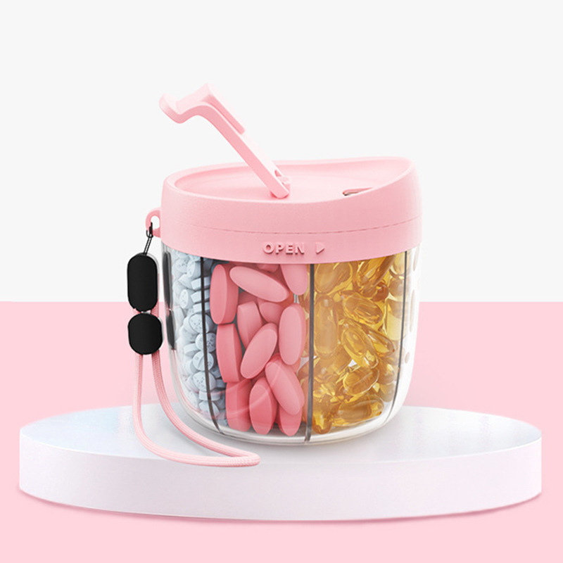 跨境食品级塑料一周7天7格药盒药片药丸药罐可分装家用药品收纳盒