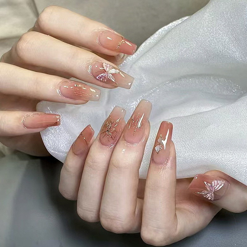 New Butterfly Girl Fairy Temperament Nail Removable Patch Finished Gentle Nail Dressing 24 Pieces New Butterfly Girl Fairy Temperament Nail Removable Patch Finished Gentle Nail Dressing 24 Pieces