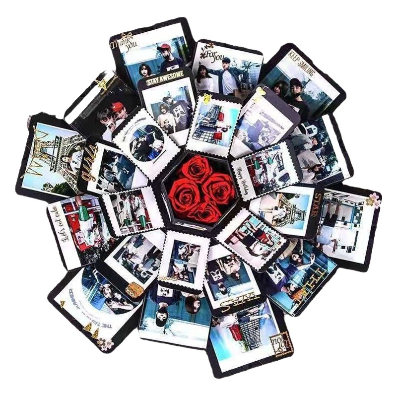 Nueva caja de explosión hexagonal diy álbum hecho a mano caja de regalo sorpresa caja de regalo de explosión creativa álbum transfronterizo