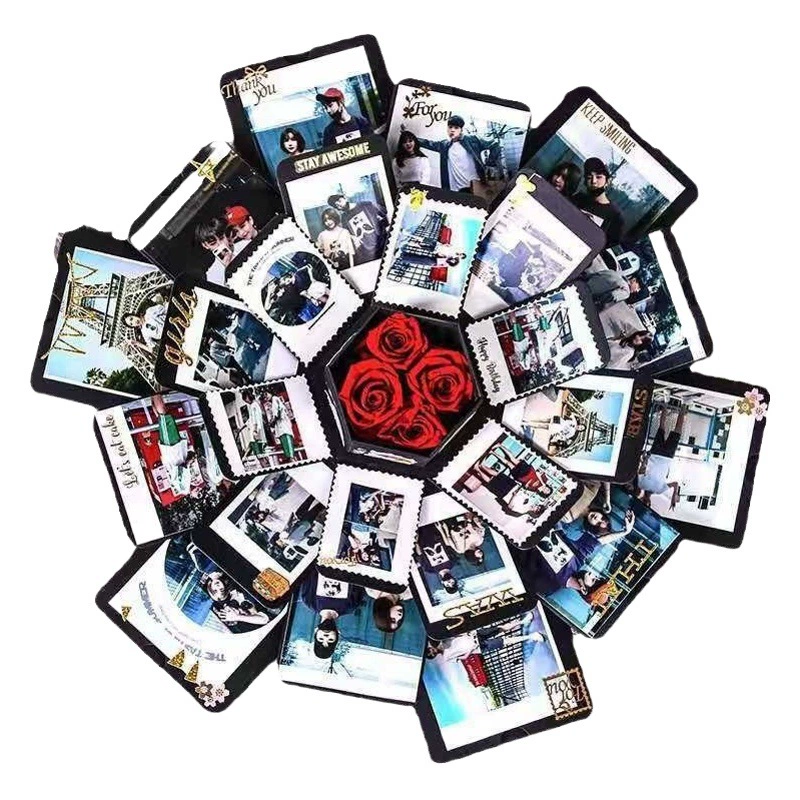 Новая коробка взрыва шестиугольника DIY ручной работы фотоальбом сюрприз Подарочная коробка Творческий взрыв Подарочная коробка трансграничный фотоальбом