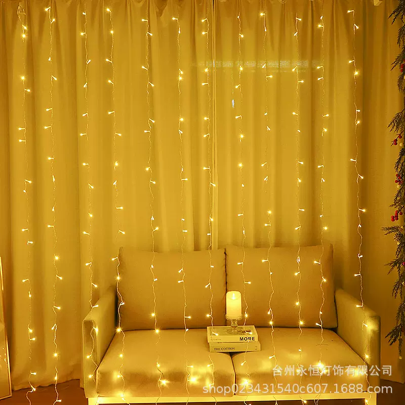 窗帘瀑布灯低压满天星冰条灯网红卧室创意装饰求婚婚庆彩灯