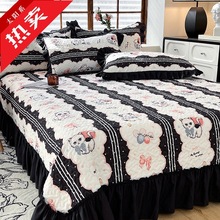 ix四季夹棉床盖韩版公主风床罩新款双面保护套加厚床单床上用品