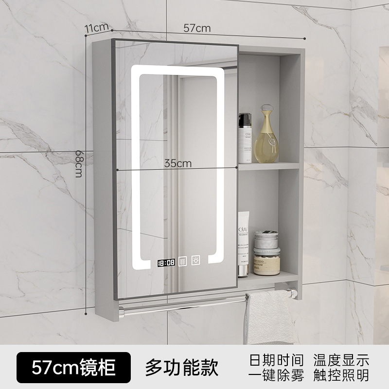 Gabinete elegante de aluminio del espejo del espacio de los 40cm50cm con desempañar ligero pequeño Gabinete cosmético sacador-libre montado en la pared del espejo del cuarto de baño del apartamento