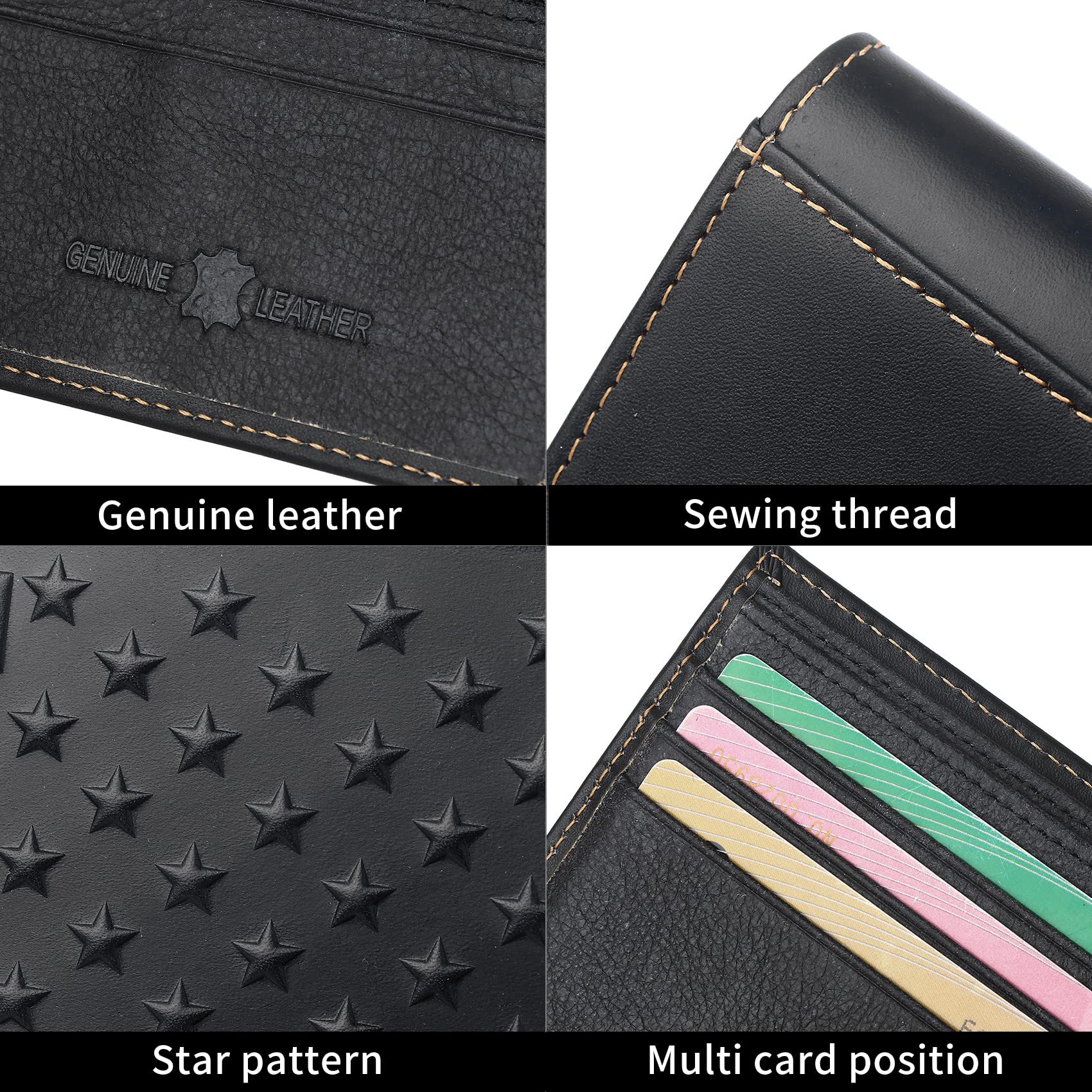 Men's Star Solid Color Microfiber Open Small Wallets display picture 2