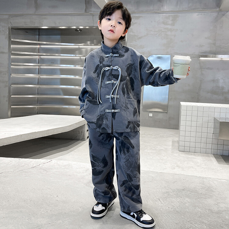 다크 그레이 16 잉크 페인팅 플레이트 버클 내셔널 스타일 세트